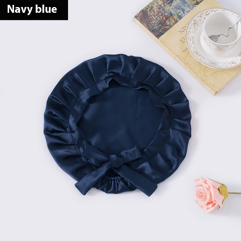 Encrypted Satin Silk Plain Satin Confinement Household Hair Care Lace-up Nightcap